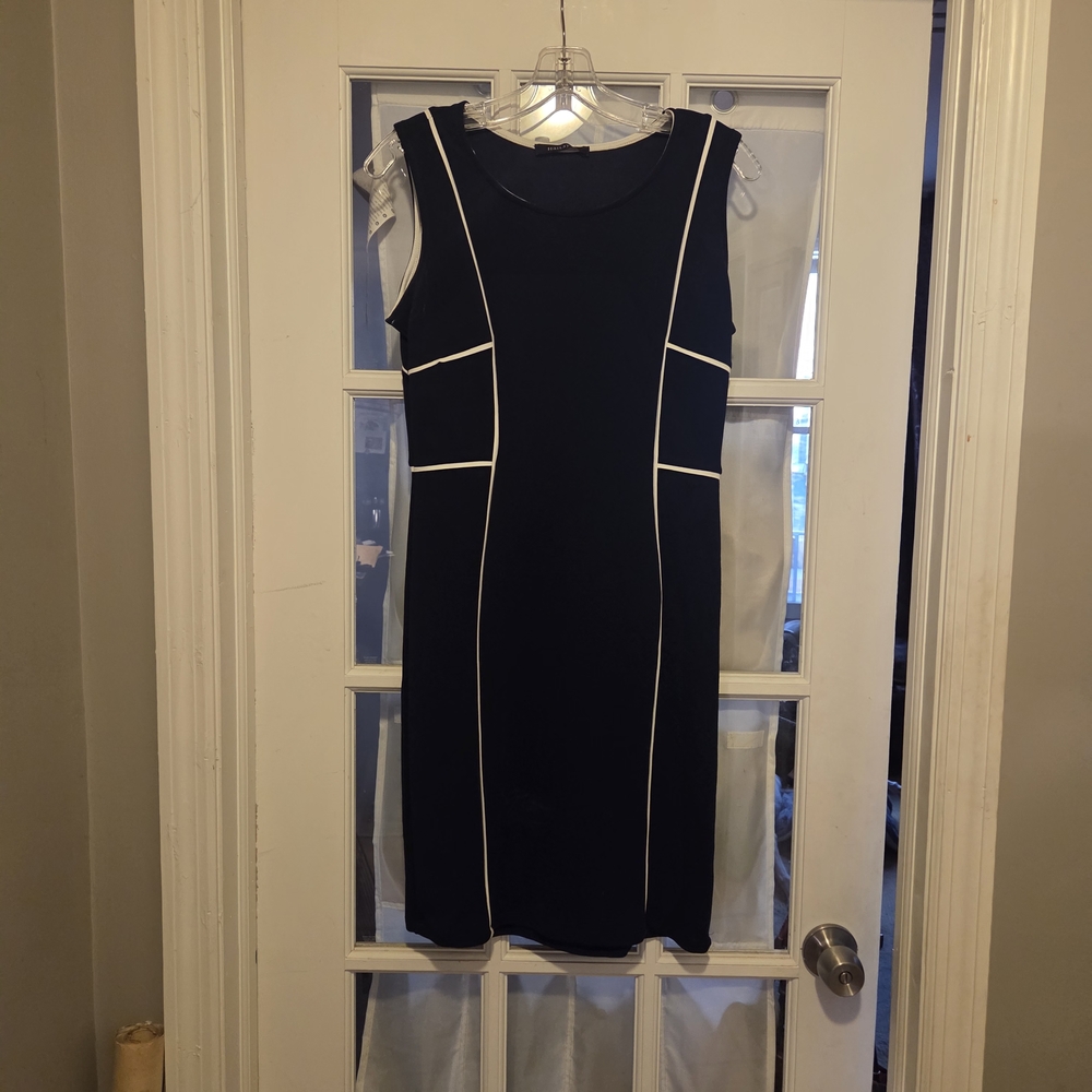 Chic Navy and White Sleeveless Dress